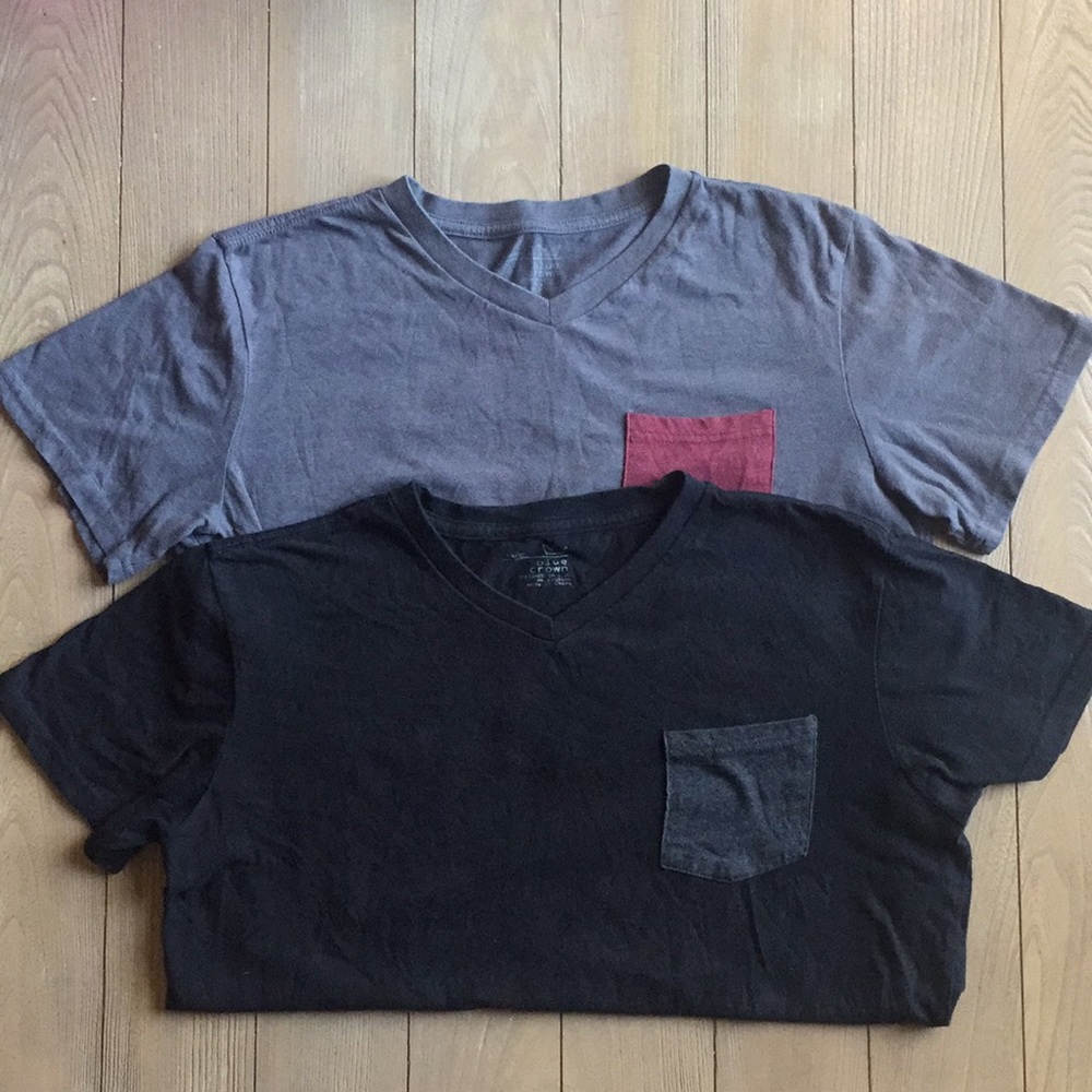 (2) Blue Crown V-neck shirts